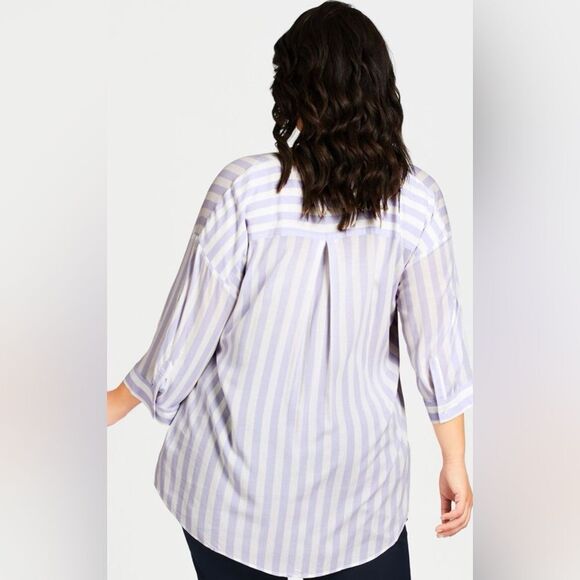 Avenue Womens Plus Size Woven 3/4 Sleeve Blouse Tunic Top 1XL - Picture 2 of 9